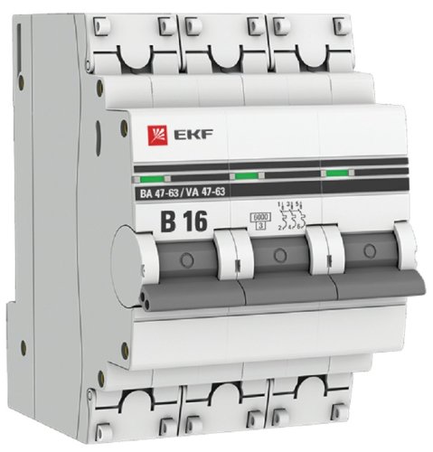 Выключатель автоматический EKF PROxima ВА47-63 3п 16А B 6кА фото Выключатель автоматический EKF PROxima ВА47-63 3п 16А B 6кА картинка